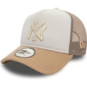 weiss-beige-trucker-cap-a-frame-world-series-der-new-york-yankees-mlb-von-new-era