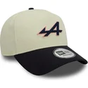 weiss-blaues-snapback-cap-mit-gebogenem-schirm-und-kettenstich-e-frame-von-alpine-f1-team-formula-1-von-new-era