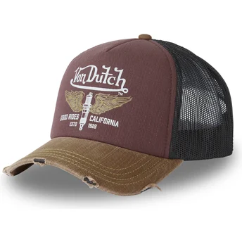 Von Dutch CREW18 kastanienbraune, schwarze und braune Trucker-Kappe