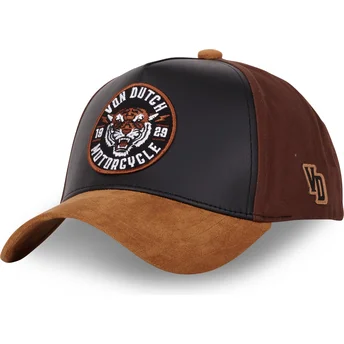 Von Dutch Curved Brim VINT03 Black and Brown Snapback Cap