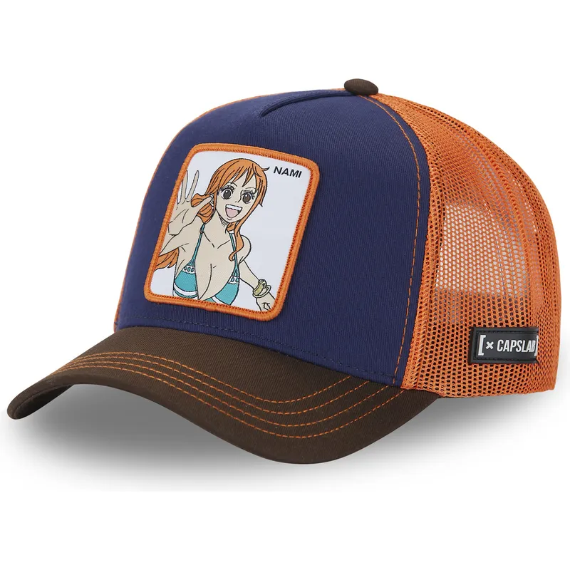 trucker-cap-marineblau-und-orange-nami-op4-nam-one-piece-von-capslab