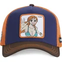 trucker-cap-marineblau-und-orange-nami-op4-nam-one-piece-von-capslab