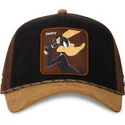 schwarze-und-braune-trucker-kappe-daffy-duck-loo10-daf-looney-tunes-von-capslab