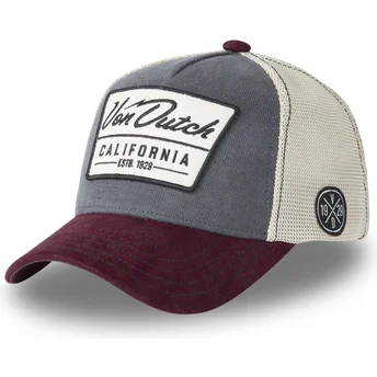 Von Dutch LEA04 Grey and Maroon Trucker Hat