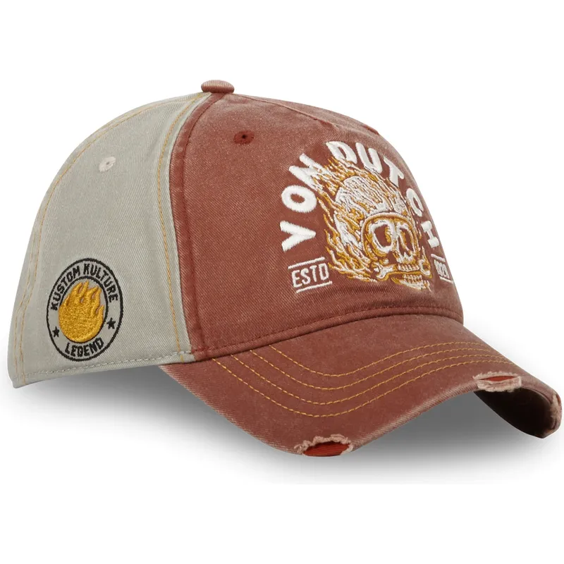 gorra-curva-marron-y-gris-ajustable-fir-cb-de-von-dutch