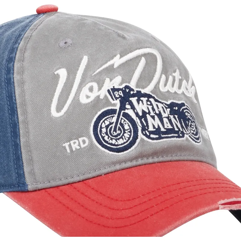 graue-blaue-und-rote-verstellbare-curved-cap-mot-von-von-dutch