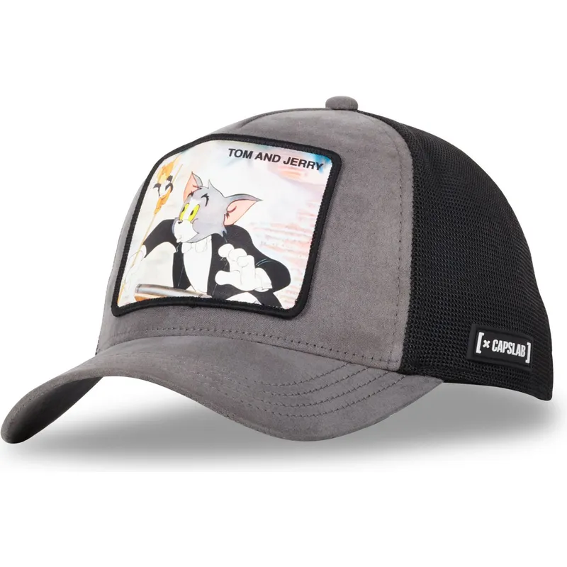 trucker-cap-grau-und-schwarz-tom-und-jerry-taj5-tom-looney-tunes-von-capslab