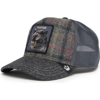 trucker-cap-grau-panther-moon-panther-uk-plaid-the-farm-von-goorin-bros