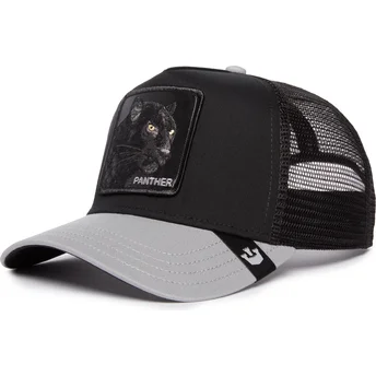 trucker-cap-schwarz-und-grau-panther-the-black-panther-big-cats-the-farm-von-goorin-bros