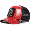 goorin-bros-raging-pamplona-puff-patent-the-farm-rote-und-schwarze-trucker-kappe-mit-stiermotiv