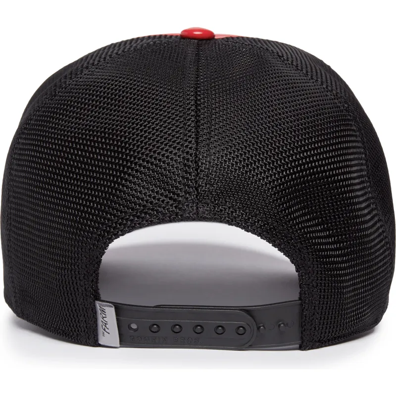 trucker-cap-rot-und-schwarz-stier-raging-pamplona-puff-patent-the-farm-von-goorin-bros