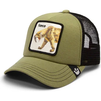 Goorin Bros. Youth Sabertooth Fierce Cat Teefs Extinct The Farm Green and Black Trucker Hat