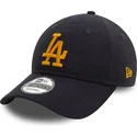 new-era-curved-brim-yellow-logo-9twenty-league-essential-los-angeles-dodgers-mlb-navy-blue-adjustable-cap