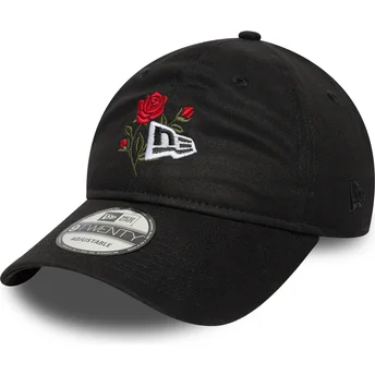 Justerbar svart böjd keps 9TWENTY Rose Icon från New Era