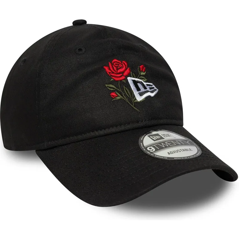 schwarze-verstellbare-curved-cap-9twenty-rose-icon-von-new-era