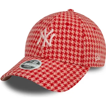 Verstellbare rosa Damen-Cap 9FORTY Hahnentritt New York Yankees MLB von New Era