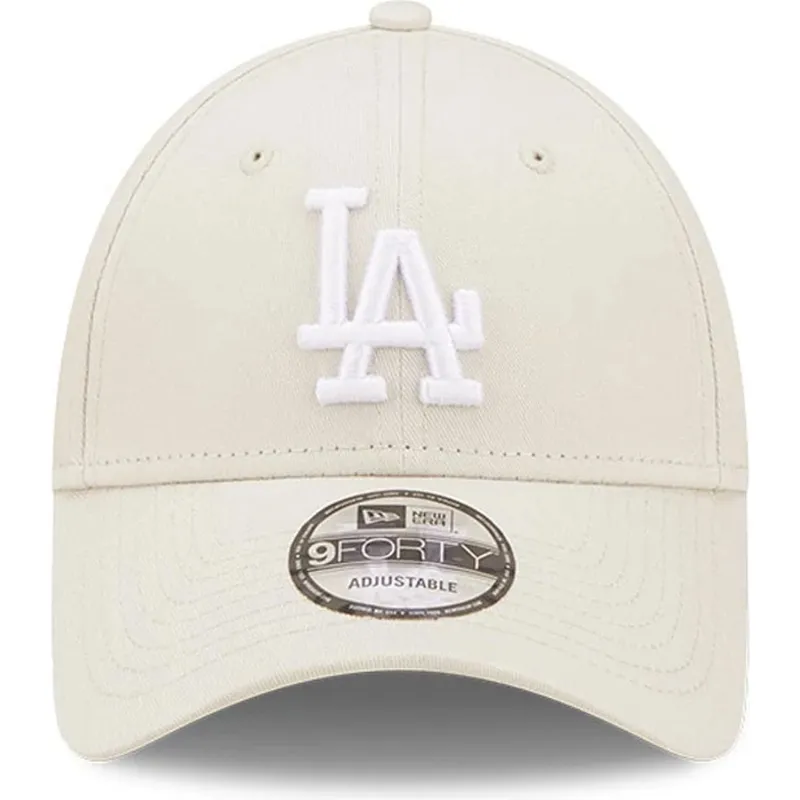 beige-verstellbare-curved-cap-9forty-league-essential-der-los-angeles-dodgers-mlb-von-new-era