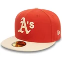 new-era-flat-brim-59fifty-side-patch-oakland-athletics-mlb-orange-and-beige-fitted-cap