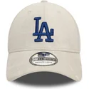 new-era-curved-brim-blue-logo-39thirty-faux-suede-los-angeles-dodgers-mlb-beige-fitted-cap