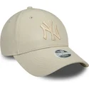 new-era-curved-brim-women-9forty-pu-new-york-yankees-mlb-beige-adjustable-cap-with-beige-logo