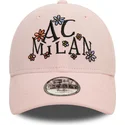 new-era-curved-brim-youth-9forty-needle-cord-ac-milan-serie-a-pink-adjustable-cap
