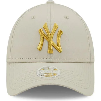 Čepice zaoblená béžová nastavitelný pásek dorado 9FORTY Metallic New York Yankees MLB New Era
