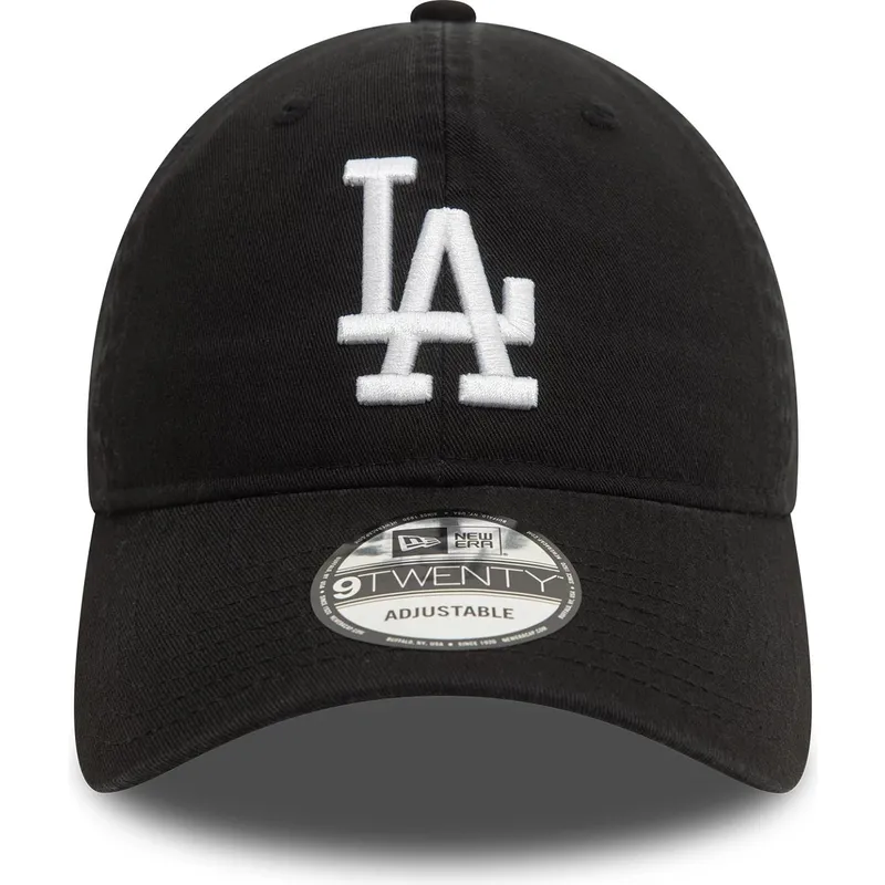 schwarze-verstellbare-gebogene-kappe-9twenty-washed-der-los-angeles-dodgers-mlb-von-new-era