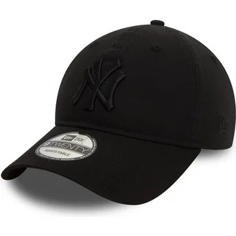 Schwarze verstellbare Kappe mit gebogenem Schirm und schwarzem Logo 9TWENTY Washed der New York Yankees MLB von New Era