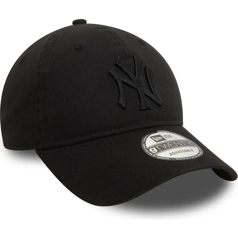 svart-bojd-justerbar-keps-med-svart-logotyp-9twenty-washed-fran-new-york-yankees-mlb-av-new-era