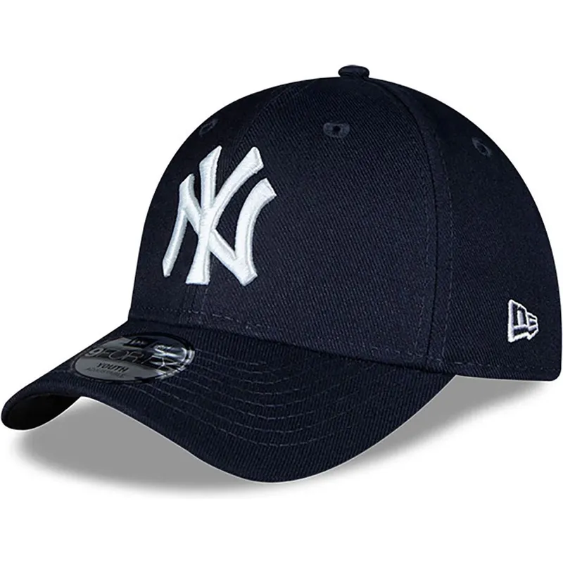marineblaue-gebogene-verstellbare-kappe-fur-kinder-9forty-the-league-der-new-york-yankees-mlb-von-new-era