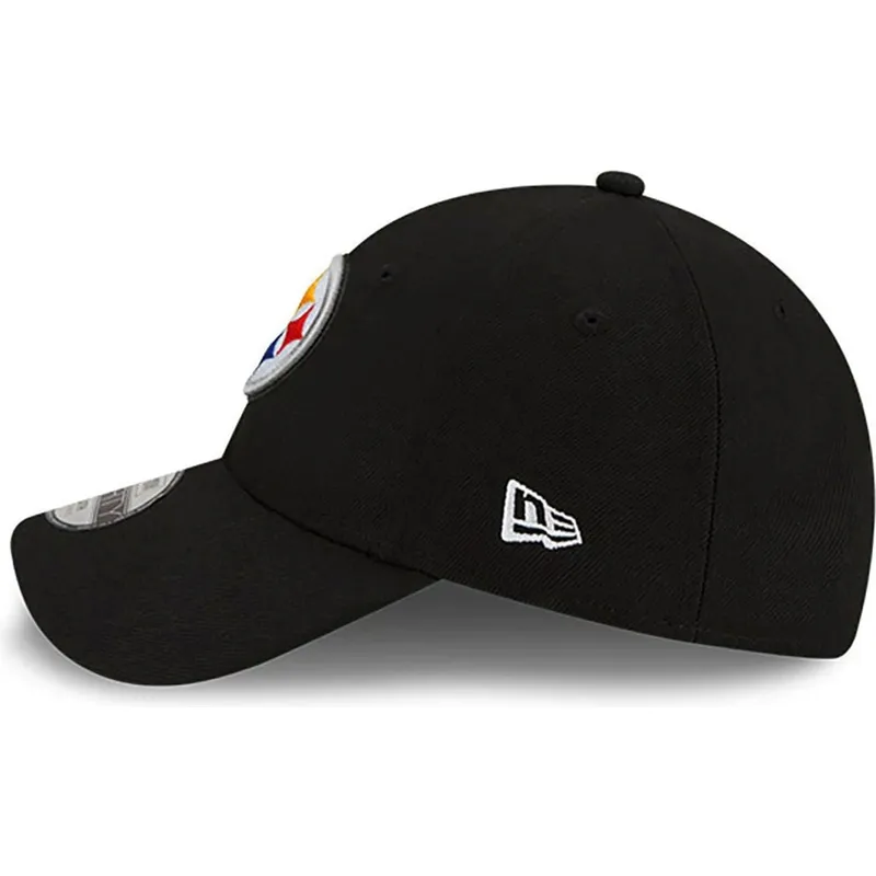 schwarze-gebogene-verstellbare-kinderkappe-9forty-the-league-der-pittsburgh-steelers-nfl-von-new-era
