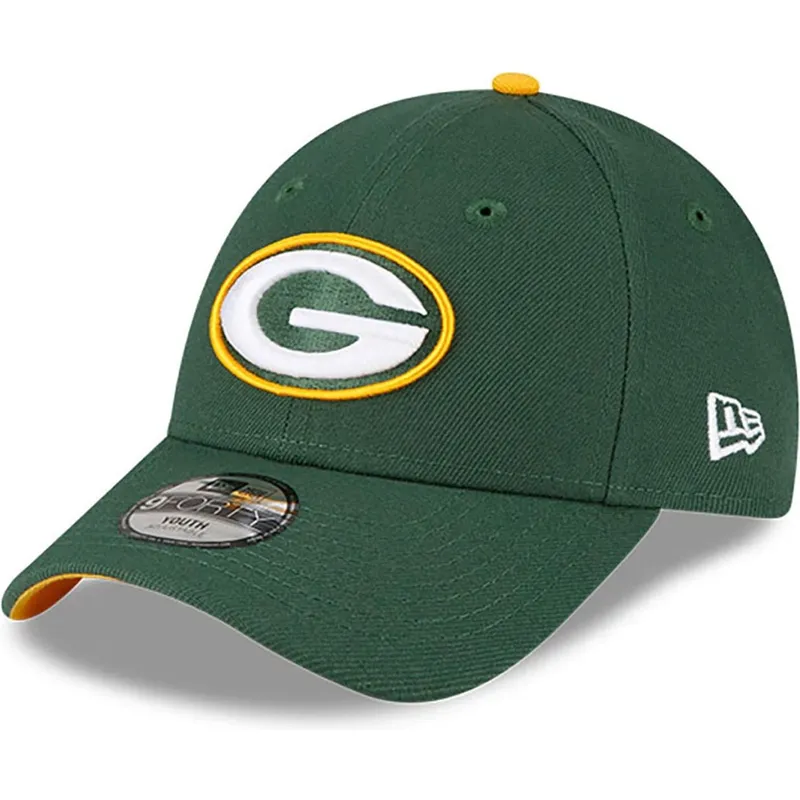 grune-gebogene-verstellbare-kindercap-9forty-the-league-der-green-bay-packers-nfl-von-new-era