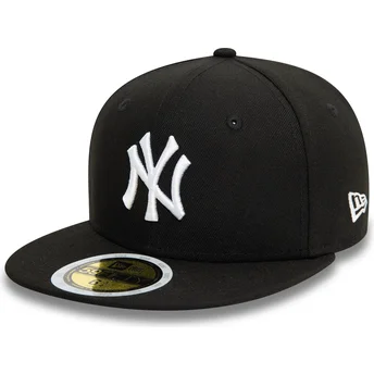 Schwarze, flache, angepasste Kinderkappe 59FIFTY der New York Yankees MLB von New Era.