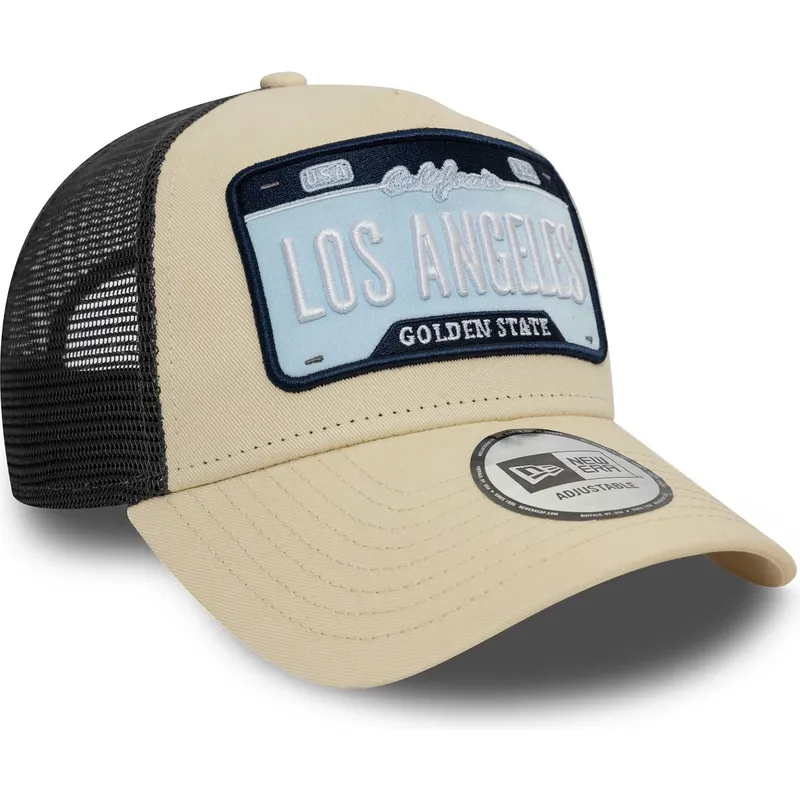cepice-zaoblena-bezova-snapback-a-frame-license-plate-los-angeles-ciudades-y-playas-new-era