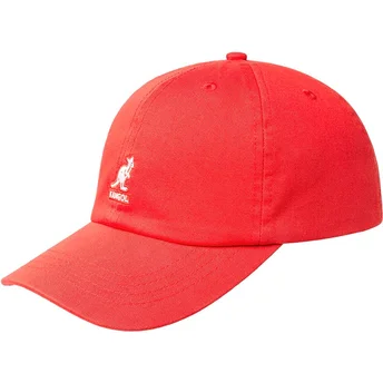 Čepice zaoblená červená nastavitelný pásek Washed Baseball Cherry Glow Kangol