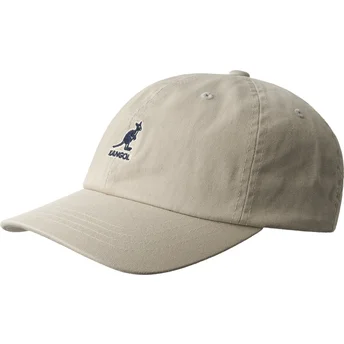 Čepice zaoblená béžová nastavitelný pásek Washed Baseball Khaki Kangol