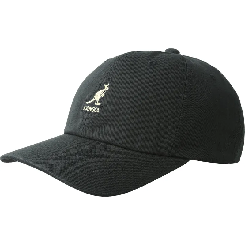 kangol-tvattad-svart-justerbar-bojd-svart-baseballkeps