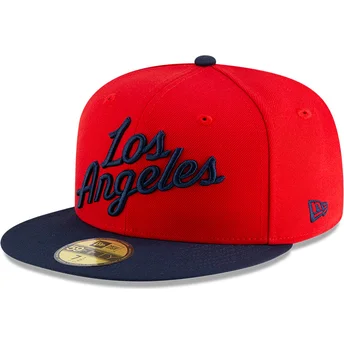 Rot-marineblaue, anliegende 59FIFTY Statement Flat Cap der Los Angeles Clippers NBA von New Era