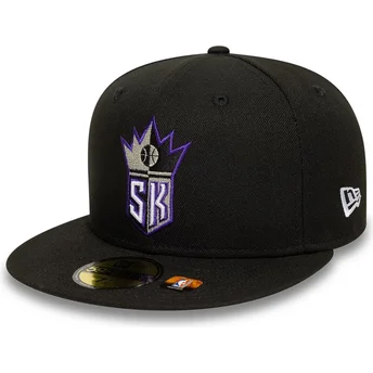 Čepice rovná černá přiléhavá 59FIFTY Classic Sacramento Kings NBA New Era