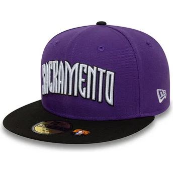 59FIFTY Classic lila och svart justerbar platt keps från Sacramento Kings NBA av New Era