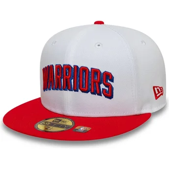 Vit och röd Golden State Warriors NBA 59FIFTY Classic justerbar flat keps från New Era