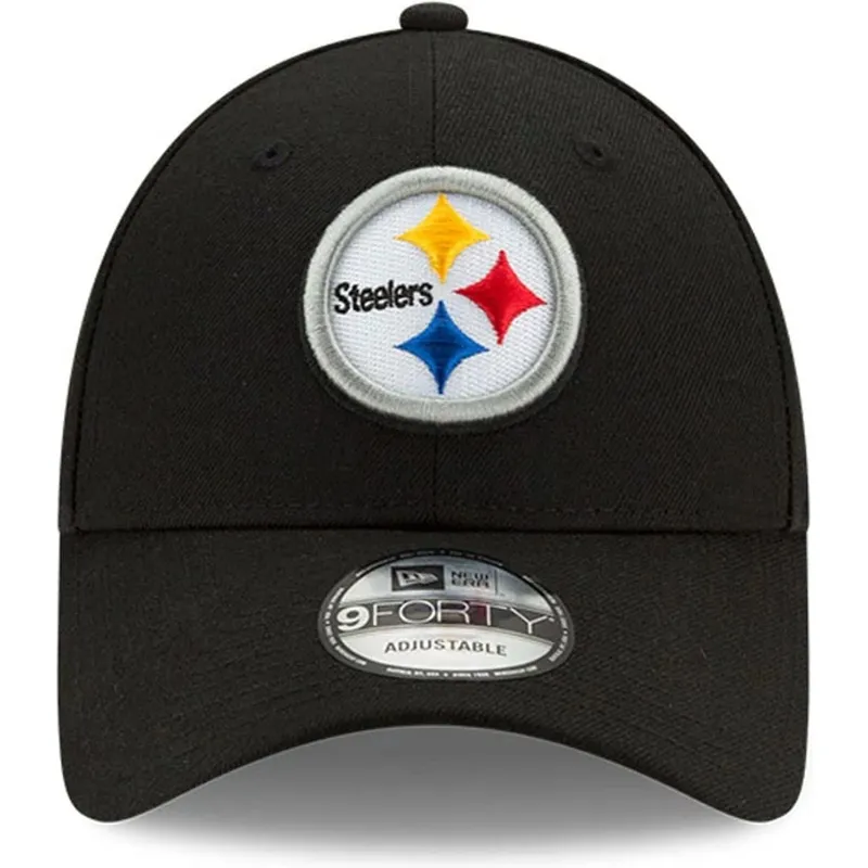 schwarze-verstellbare-gebogene-kappe-9forty-the-league-der-pittsburgh-steelers-nfl-von-new-era