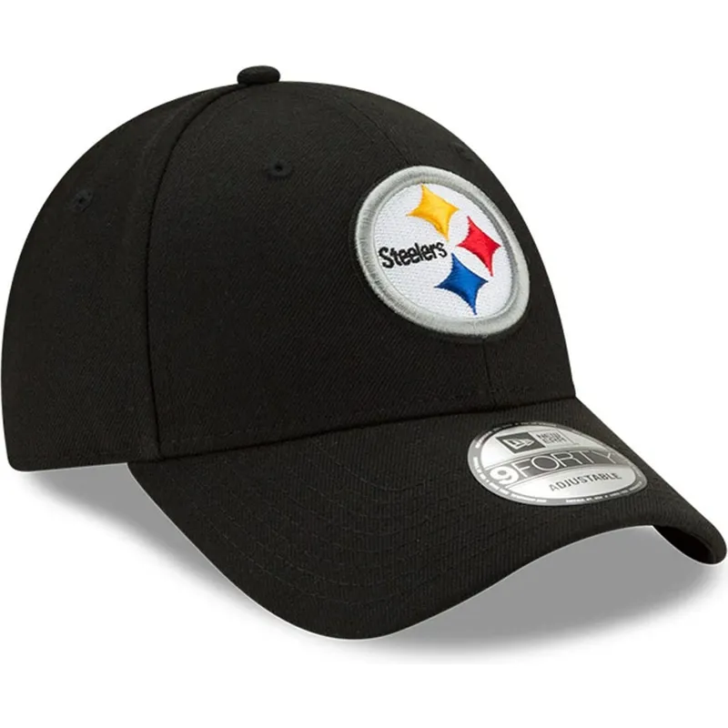 schwarze-verstellbare-gebogene-kappe-9forty-the-league-der-pittsburgh-steelers-nfl-von-new-era