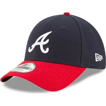 New Era Curved Brim 9FORTY The League Atlanta Braves MLB Navy Blue and Red Adjustable Cap