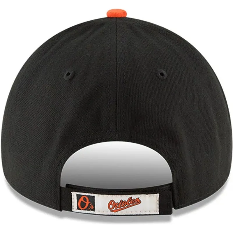 weisse-schwarze-und-orangefarbene-verstellbare-curved-cap-9forty-the-league-der-baltimore-orioles-mlb-von-new-era