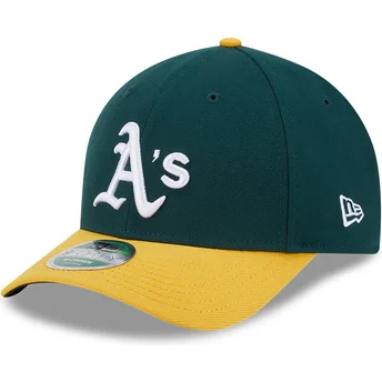 Oakland Athletics MLB 9FORTY M-Crown Player Replica grön och gul böjd snapback-keps från New Era