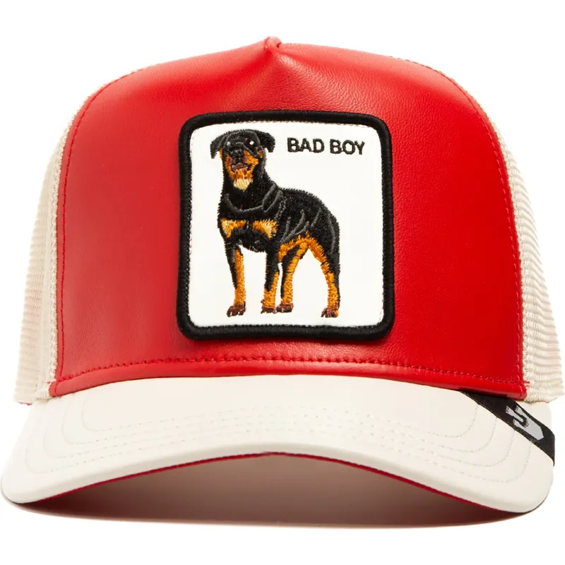 trucker-cap-rot-und-weiss-hund-rottweiler-bad-shleather-boy-the-farm-von-goorin-bros