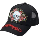 ed-hardy-schwarze-trucker-kappe-skull-rose