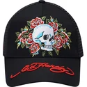 ed-hardy-schwarze-trucker-kappe-skull-rose