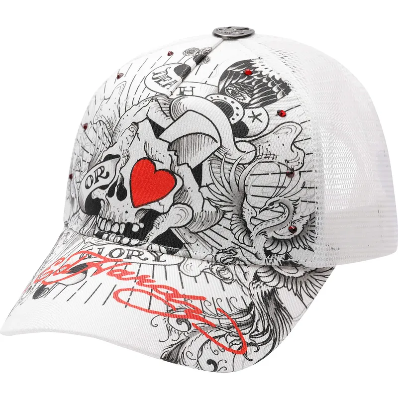 cepice-zaoblena-bila-snapback-death-or-glory-ed-hardy